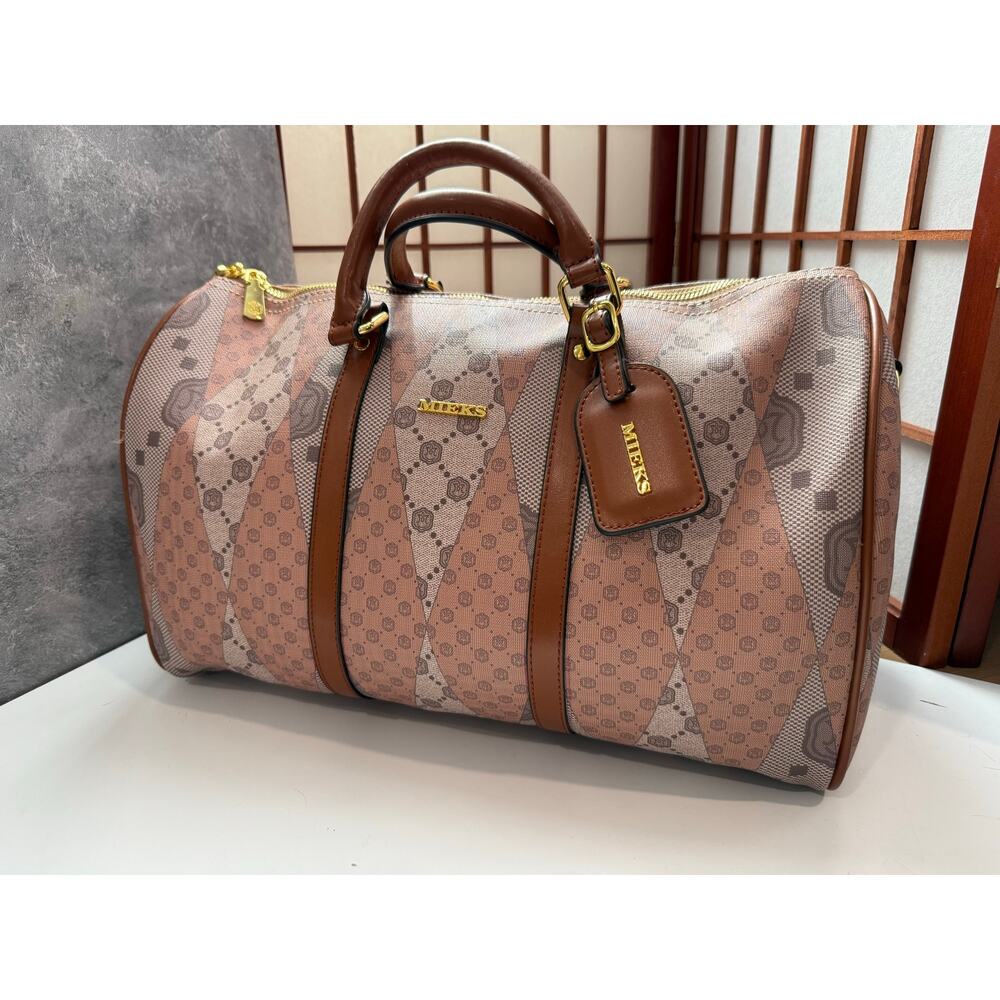Mieks Designer-Inspired Oversized Weekender Duffel Bag w/ Crossbody Strap
